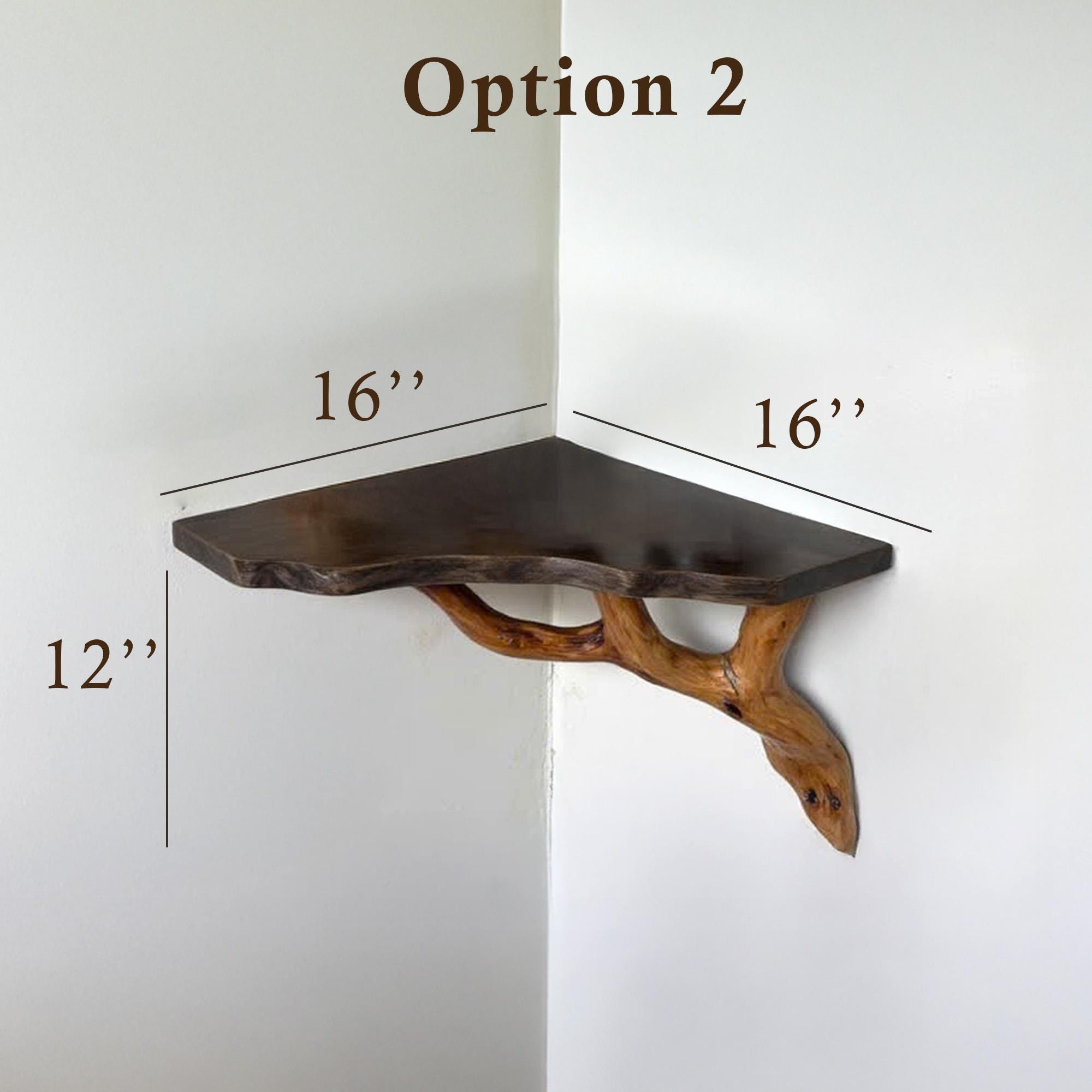 Wood corner floating bookshelf tree branch driftwood wall mount shelving branch shelf art handmade furniture