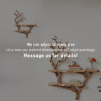 Natural driftwood floating shelf handcrafted tree branch bookshelf wall mount rustic solid wood bookcase for livingroom space decor