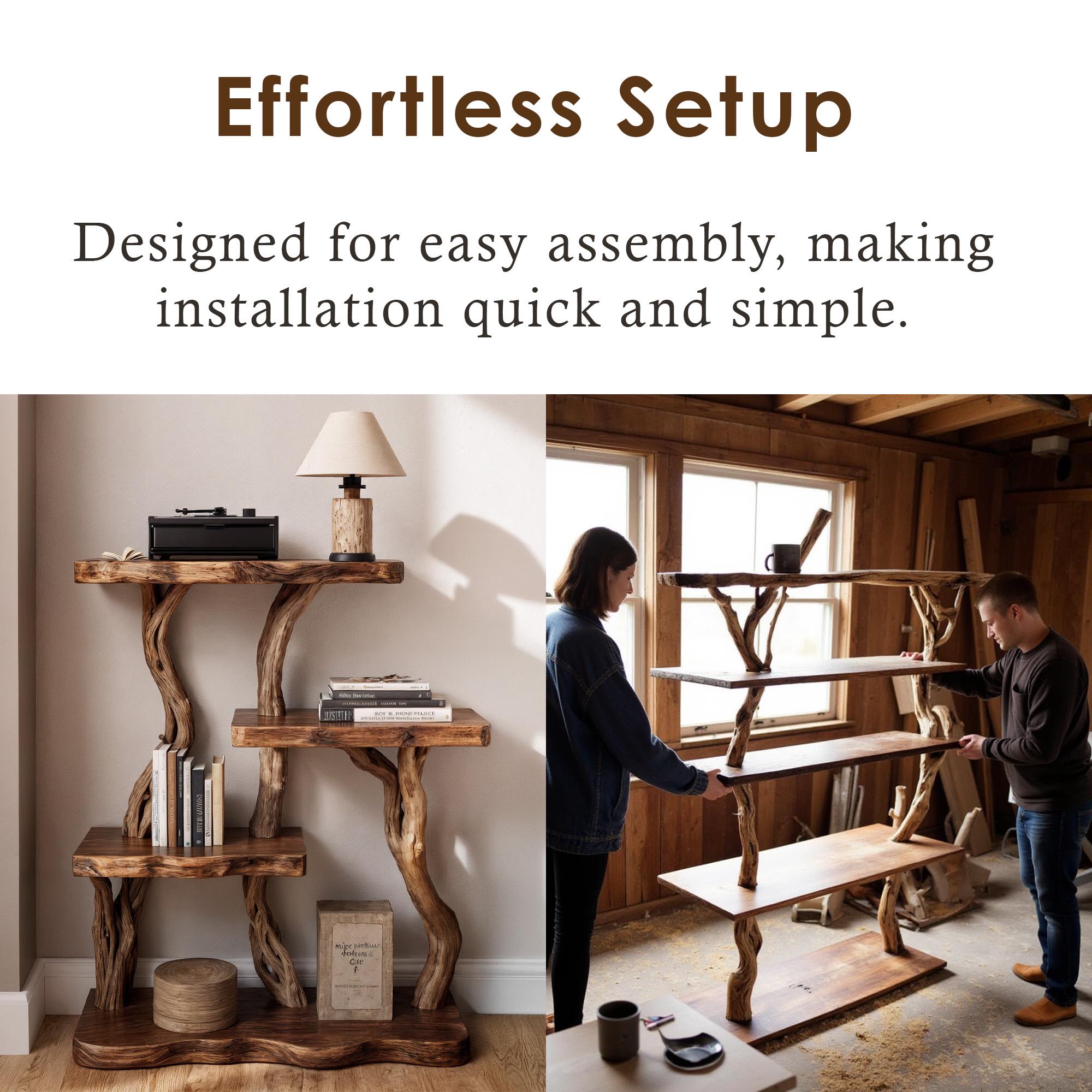 Natural driftwood bookcase nightstand tree branch bookshelf rustic shelving bedside table bedroom furniture