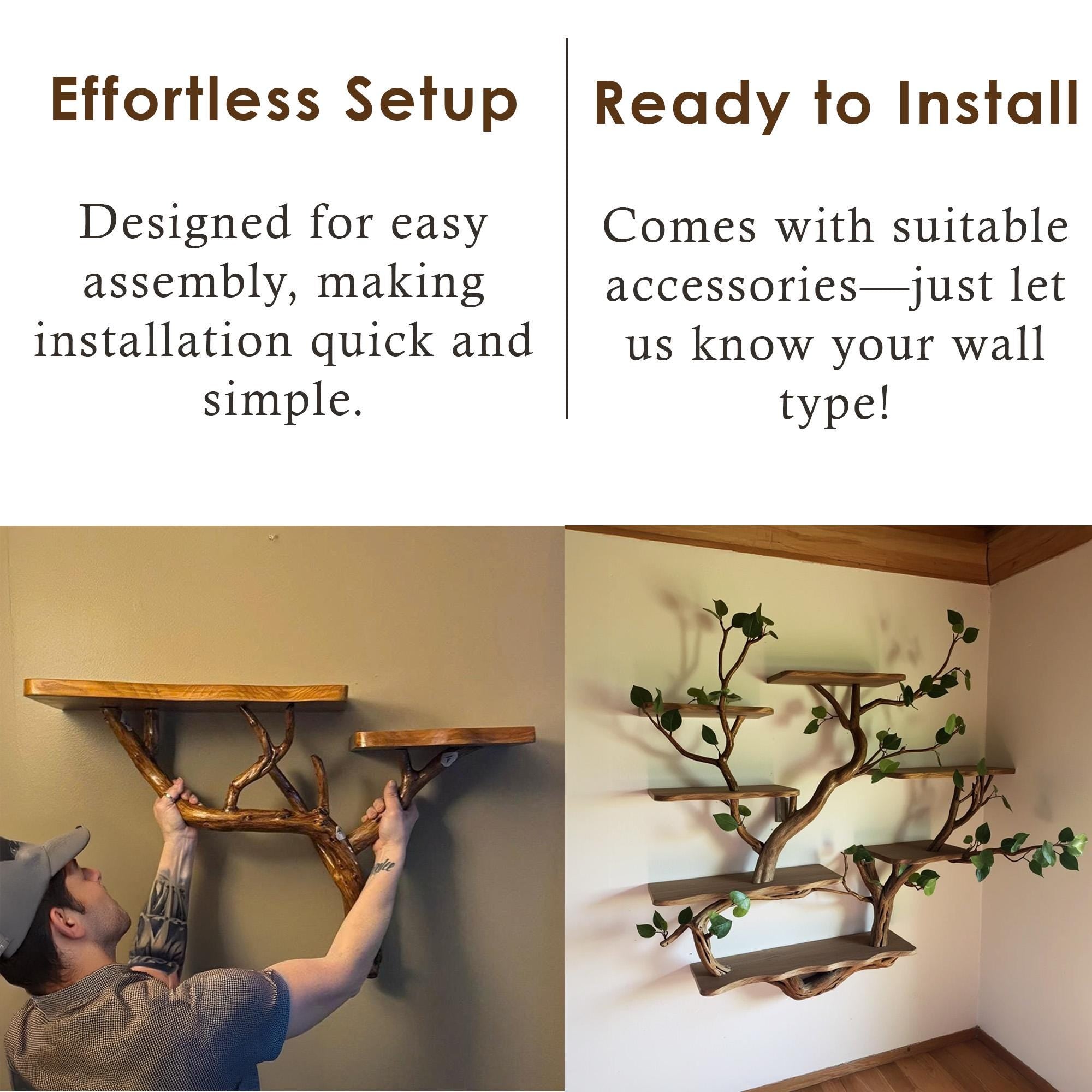 Floating shelf driftwood branch bookcase tree bookshelf wall mount solid wood shelves art decor home for living room