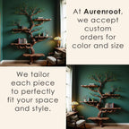 Driftwood branch tree floating shelf bookshelf solid wood bookcase home decor for living room