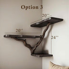 Tree branch bookshelf floating corner black wall shelf driftwood shelves gift for the home