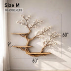 Tree branch bookshelf solid wood display shelf on wall live edge floating shelves art