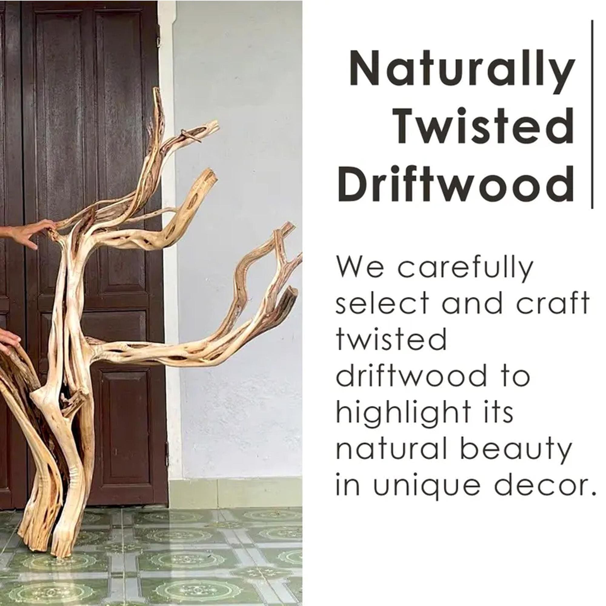 Solid wood side table tree branch bookshelf free standing shelf driftwood art