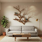 Tree bookshelf driftwood branch live edge floating shelves on wall decor