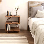 Night stand bookcase solid wood free standing small bookcase bedside driftwood handcrafted record player stand wood work furniture