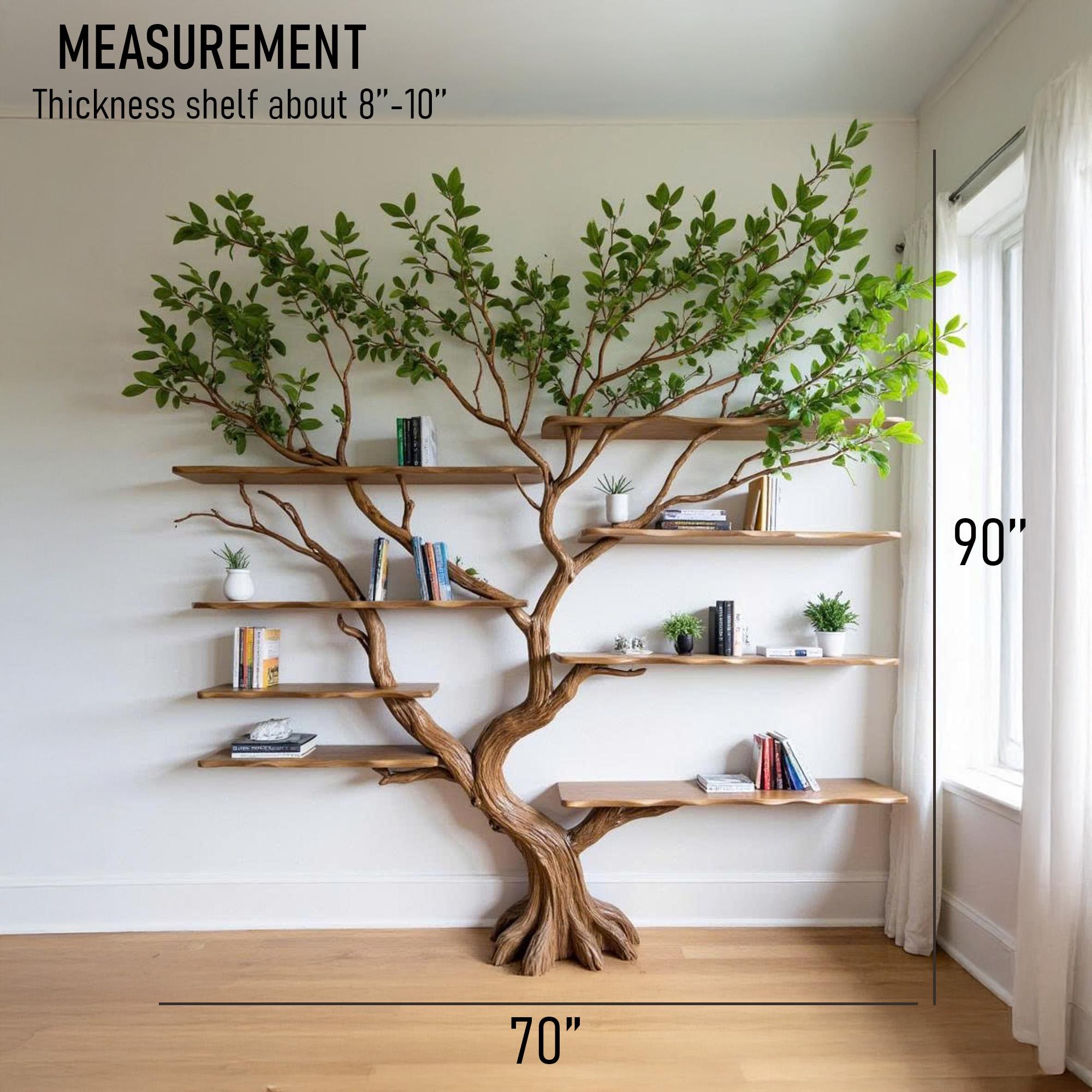 Driftwood Tree Branch Bookshelf: Rustic Floating Wall Decor