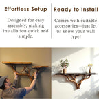 Floating wood tree shelf natural bookshelf solid wood rustic furniture wall mount tree branch shelving handmade furniture decorative