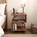 Night stand bookcase solid wood free standing small bookcase bedside driftwood handcrafted record player stand wood work furniture