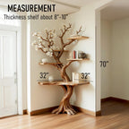 Tree corner floating bookshelf driftwood branch bookcase wood wall book shelving rustic corner shelf unique living room decoration