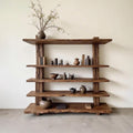 Solid wood bookcase wall mount driftwood bookshelf cabinet mid century shelving display