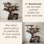 Tree branch bookcase solid wood bookshelf cabinet floating wall mount shelving rustic decoration