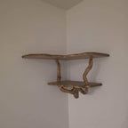 Floating corner shelf driftwood branch wall mounted shelf art bookshelf solid wood decor for home