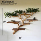 Tree branch bookshelf floating live edge shelf fake leaf wall mount tree shelf handcraft solid wood furniture