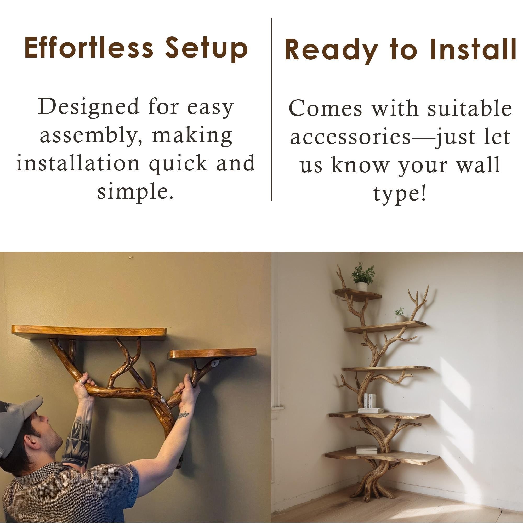 Corner driftwood shelf tree branch bookshelf floating shelf wall mount solid wood bookcase drift wood decor live edge shelves furniture