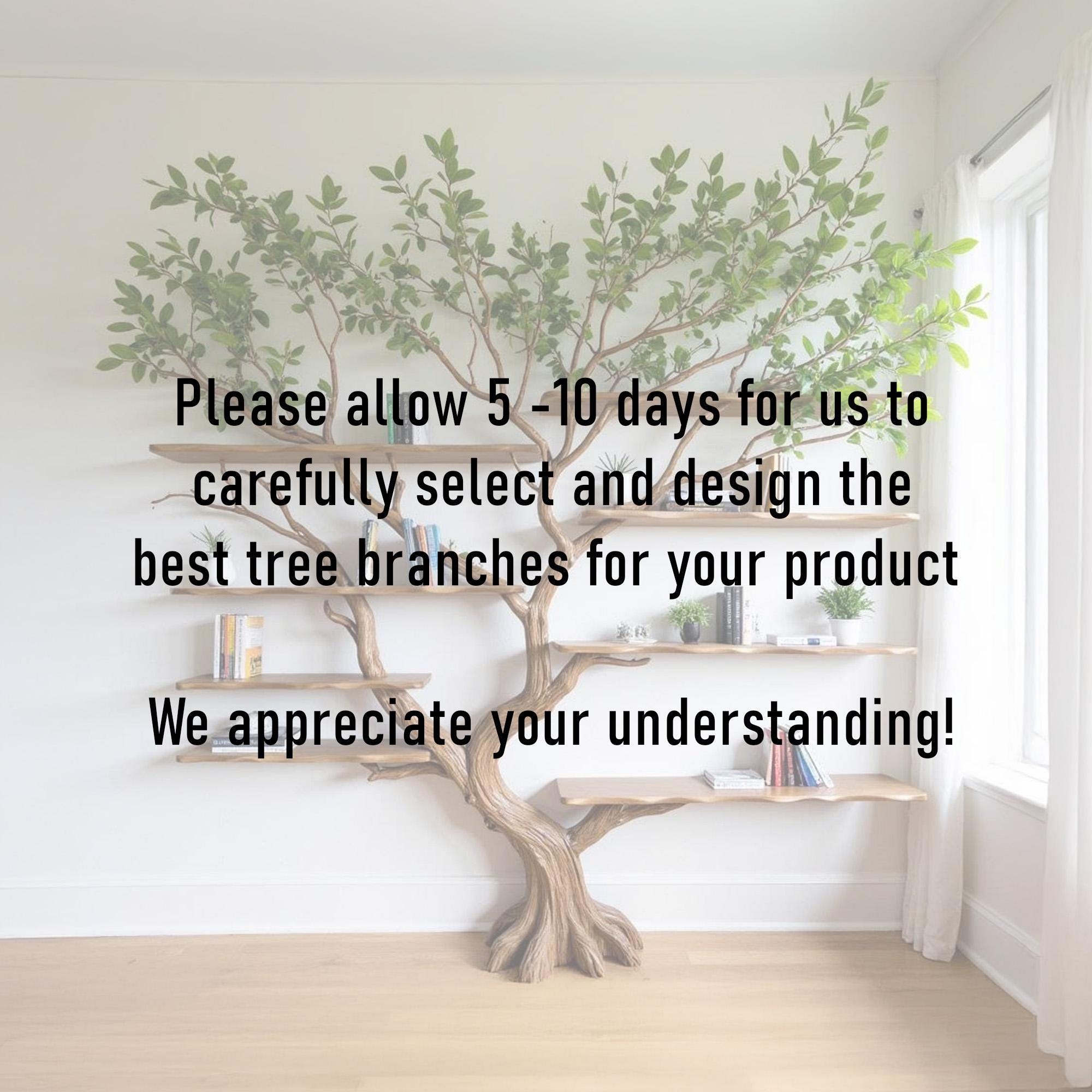 Driftwood Tree Branch Bookshelf: Rustic Floating Wall Decor