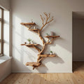 Driftwood branch floating book shelf wall mount solid wood bookcase tree branch wall art