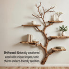 Tree book shelf art natural driftwood branch bookshelf solid wood bookcase floating shelves wall mount bookshelf decor