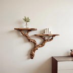 Natural driftwood shelf solidwood bookshelf art decor tree book shelves wall mount handmade furniture