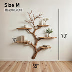Tree book shelf art natural driftwood branch bookshelf solid wood bookcase floating shelves wall mount bookshelf decor