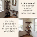 Corner floating bookshelf driftwood branch tree shelf solid wood bookcase live edge shelving wall mount driftwood rustic furniture