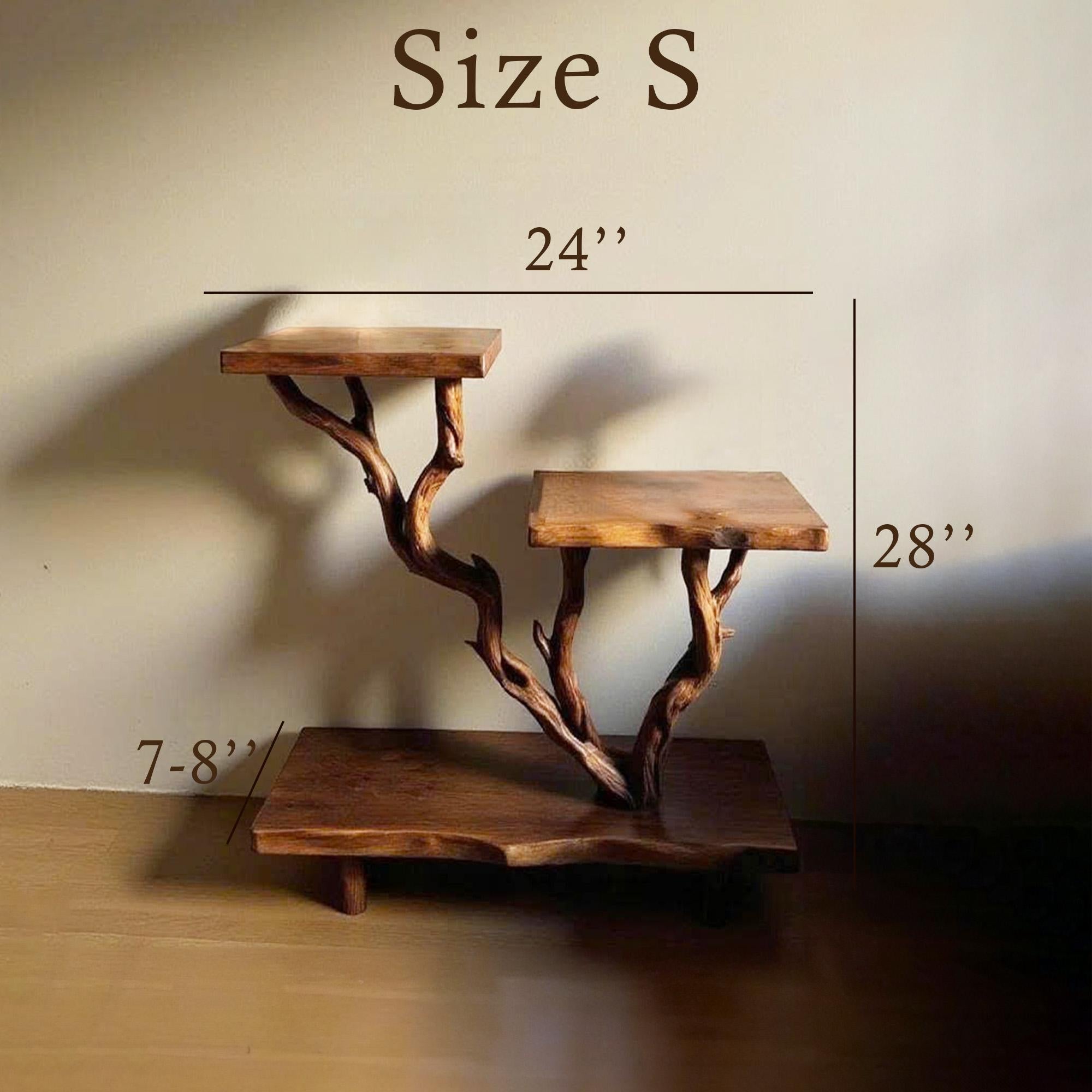 Rustic night stand solid wood bookcase shelves on wall handmade side table decor for bedding room