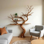 Tree branch book shelf driftwood wall art solid wood bookcase sculpture bookshelf decoration