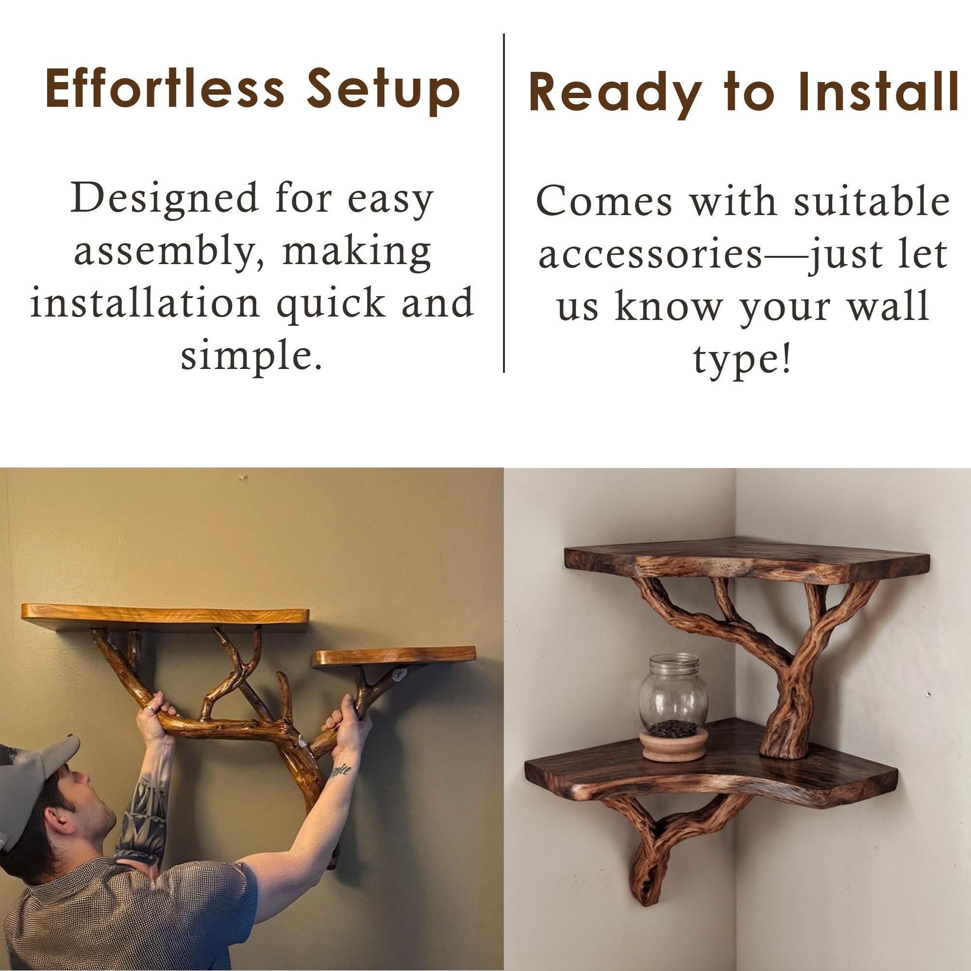 Driftwood corner wall shelf natural solid wood bookshelf art tree branch bookshelves unique floating shelves wall mount handmade furniture