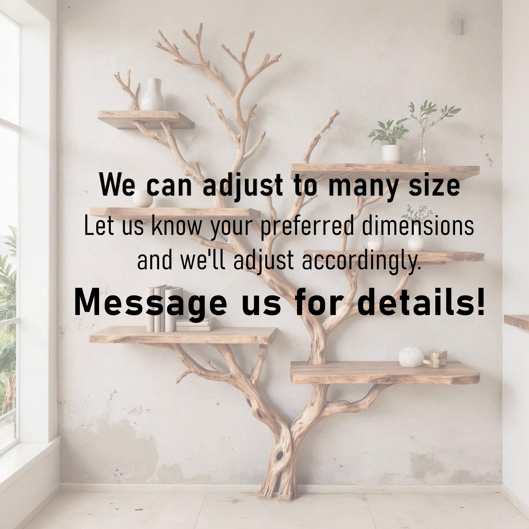 Tree branch bookshelves on wall natural wood bookcase floor bookshelf driftwood wall art unique handcrafted