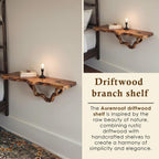 Floating shelf natural solid wood bookshelf rustic night stand mini bedside art tree driftwood branch shelf wall mount handmade furniture