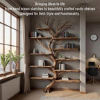 Driftwood corner tree branch solid wood bookshelf wall mount floating live edge furniture decoration