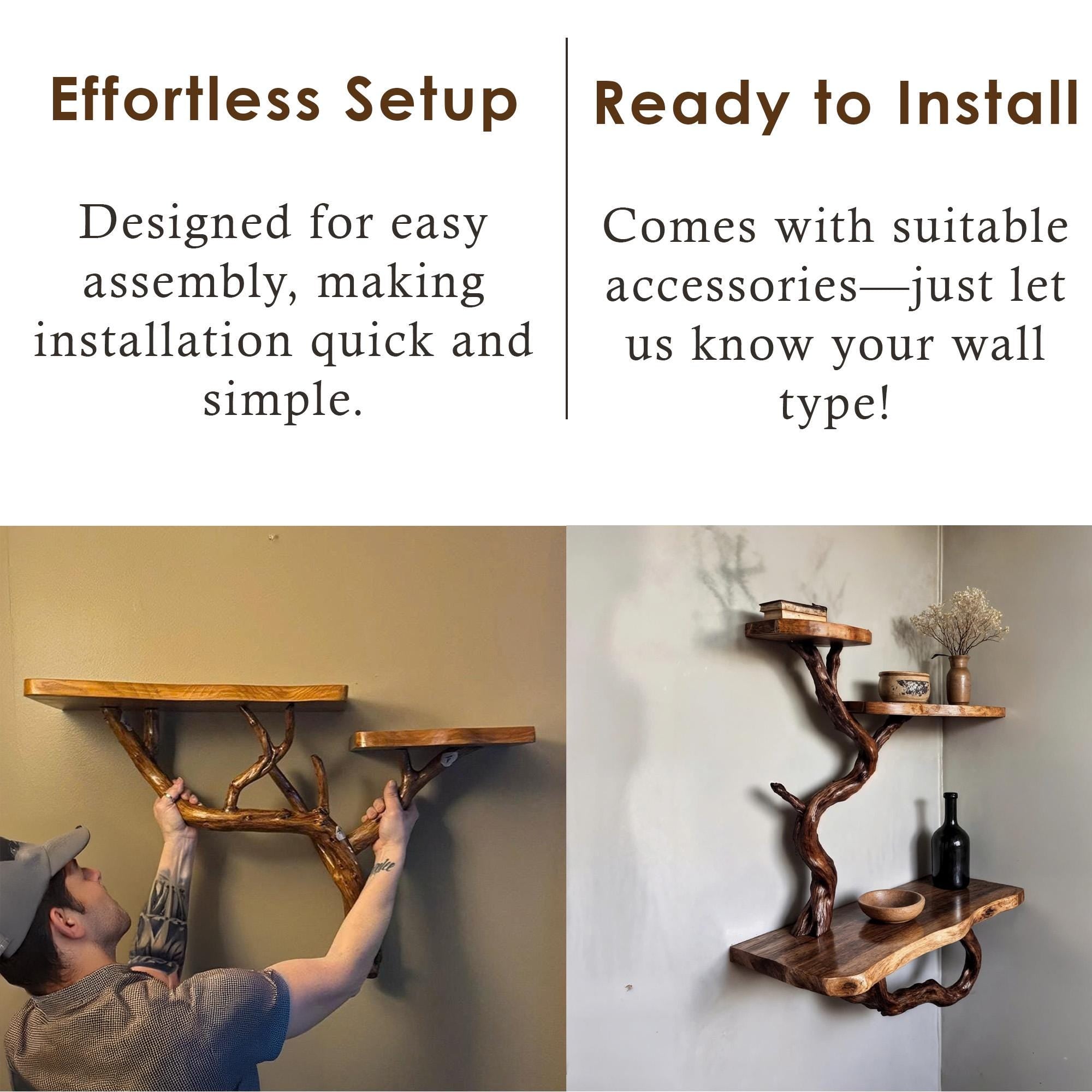 Floating book shelf wood corner tree branch shelves wall mount unique bookshelf decor driftwood art decor for home