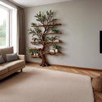 Driftwood bookshelf tree branch shelf art wall mount solid wood bookcase handmade furniture decor