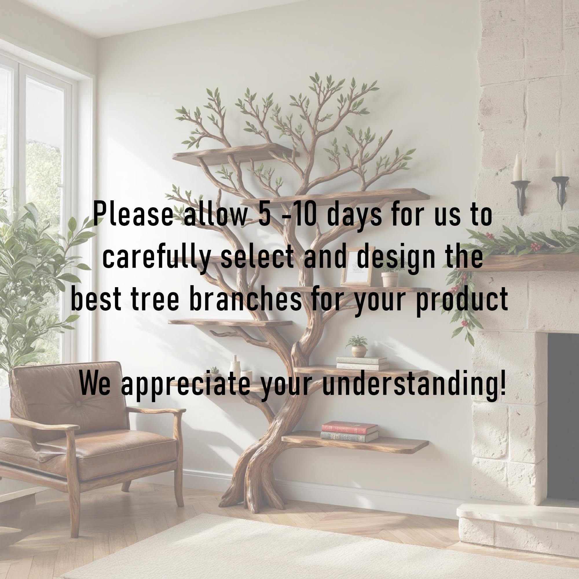 Driftwood corner bookshelf tree shelf art wall mount solid wood bookcase handmade furniture decor for home