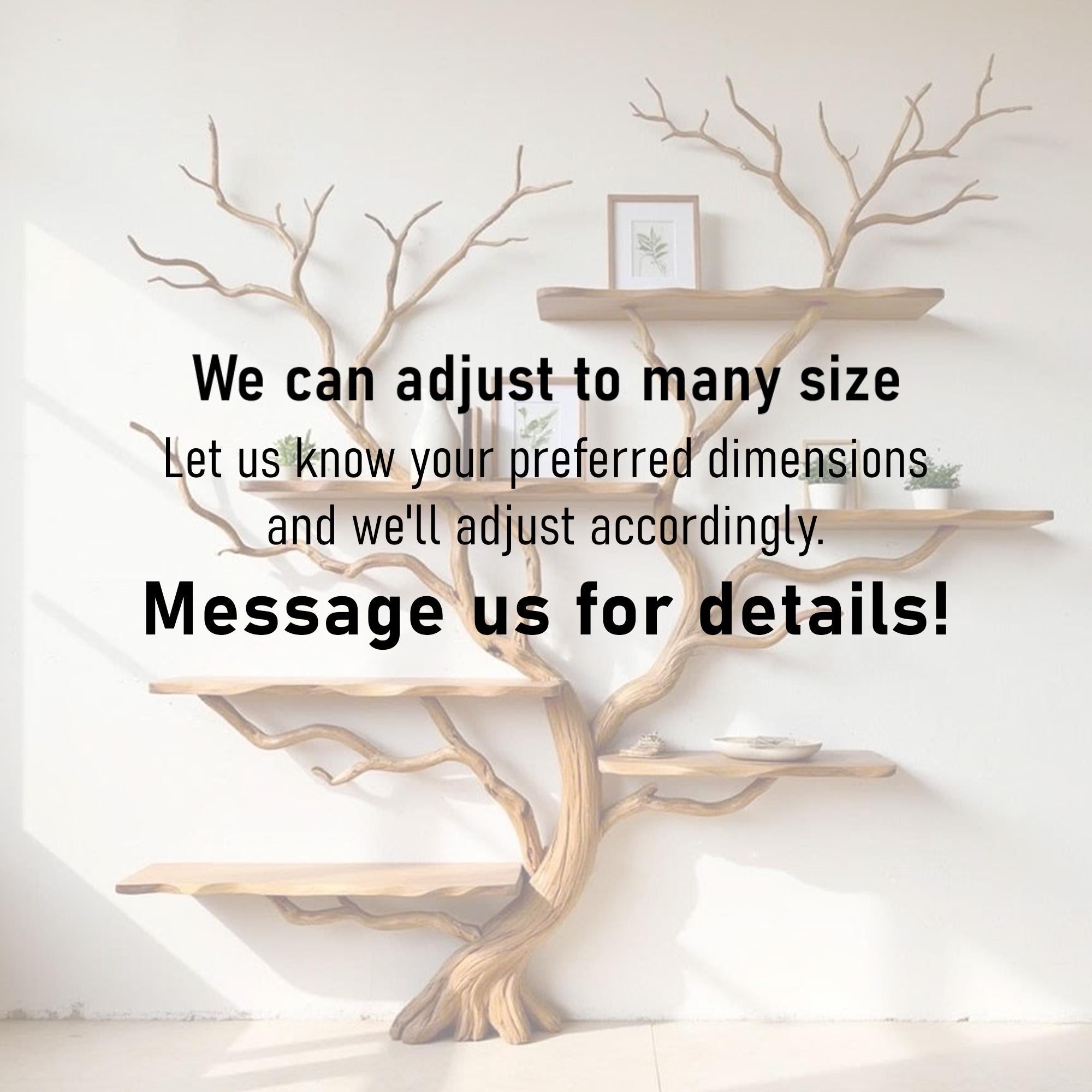 Driftwood Tree Branch Bookshelf: Rustic Wood Carving Wall Art