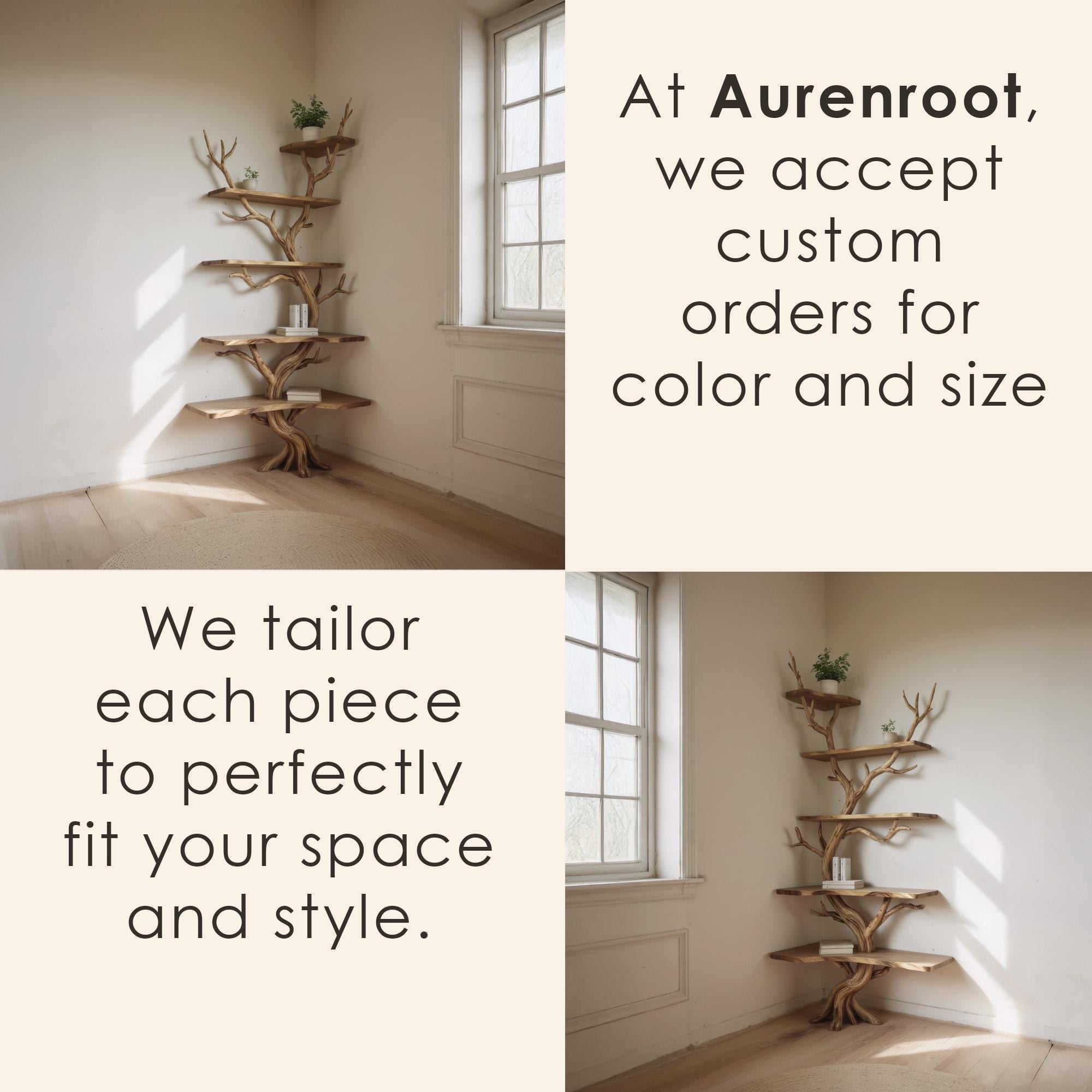 Corner driftwood shelf tree branch bookshelf floating shelf wall mount solid wood bookcase drift wood decor live edge shelves furniture