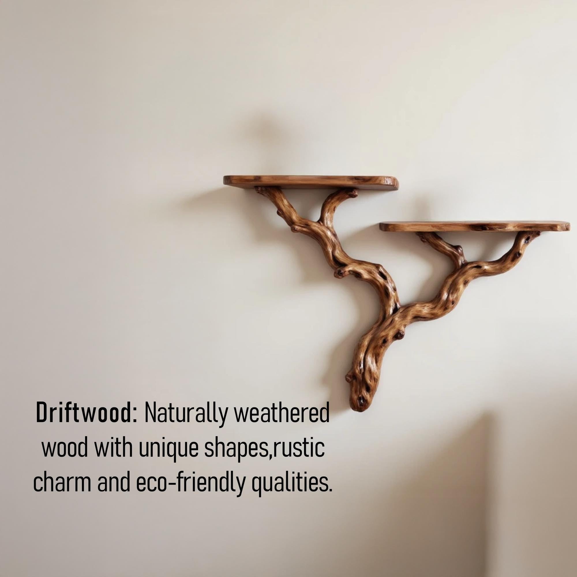Natural driftwood shelf solidwood bookshelf art decor tree book shelves wall mount handmade furniture