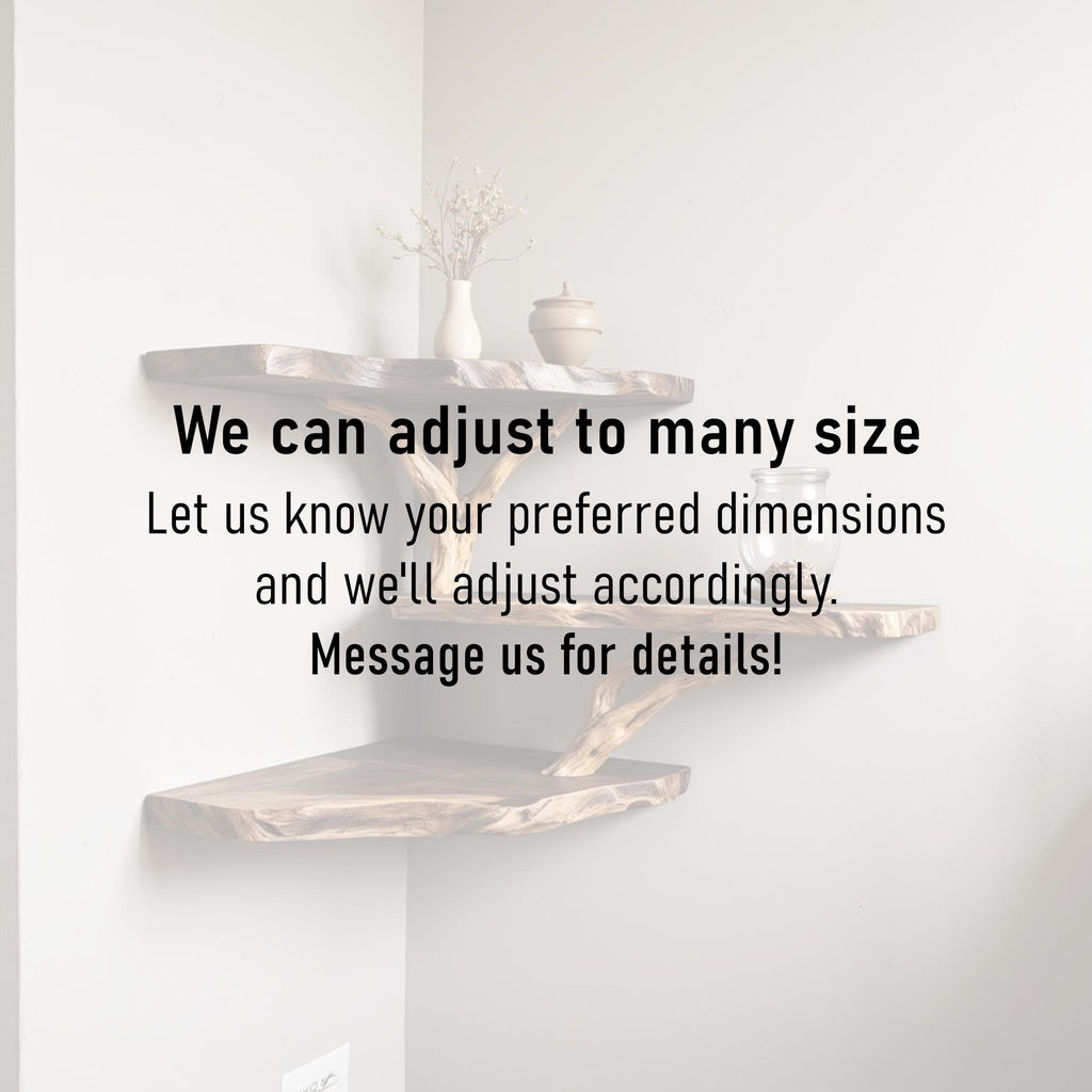 Driftwood corner wall shelf natural solidwood bookshelf art unique floating shelves wall mount handmade furniture decor