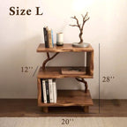 Night stand bookcase solid wood free standing small bookcase bedside driftwood handcrafted record player stand wood work furniture