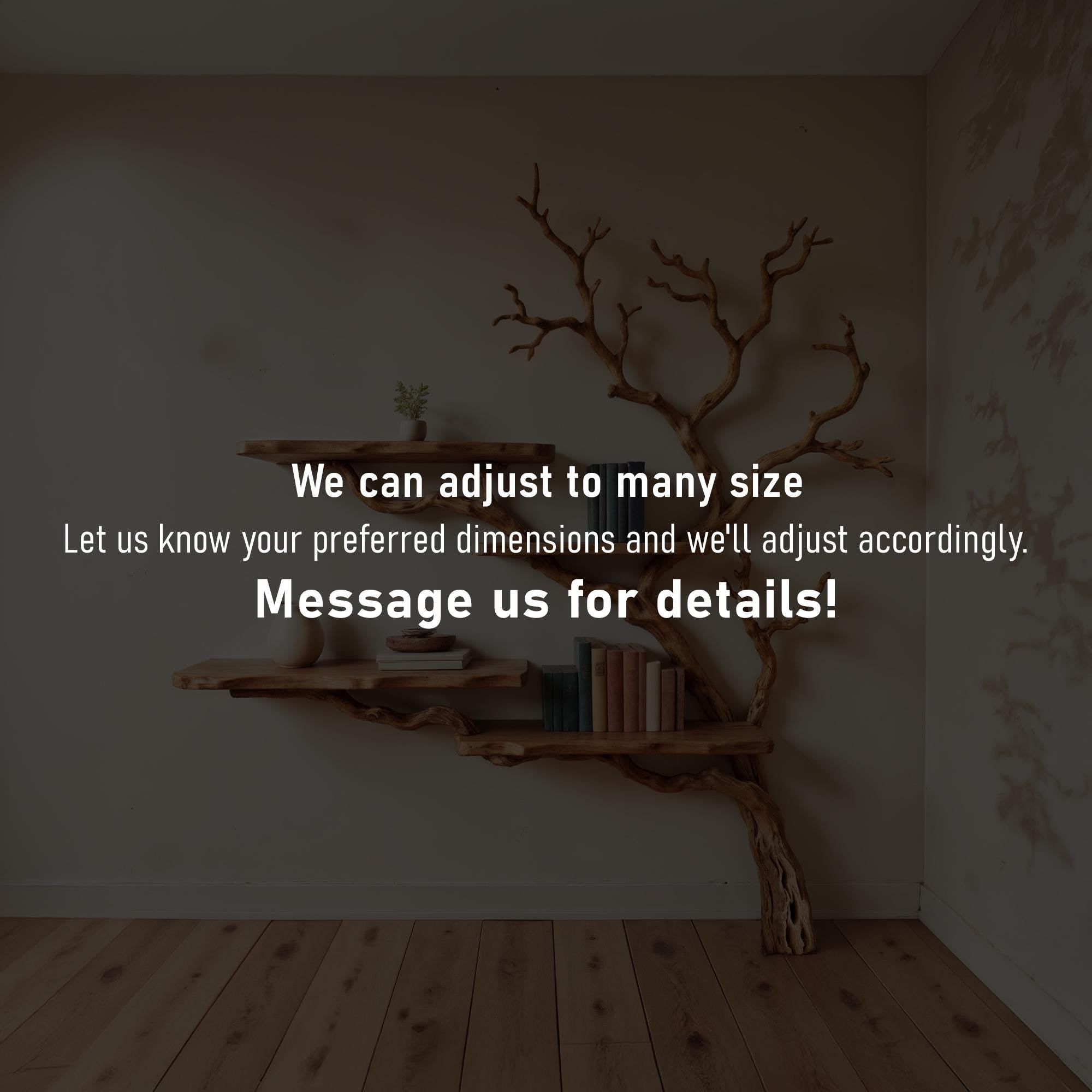 Tree branch bookshelf wall mounted bookcase art driftwood shelf solid wood bookshelves decor for living room