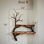 Corner bookshelves solid wood live edge floating shelf on wall tree branch bookshelf decor home art