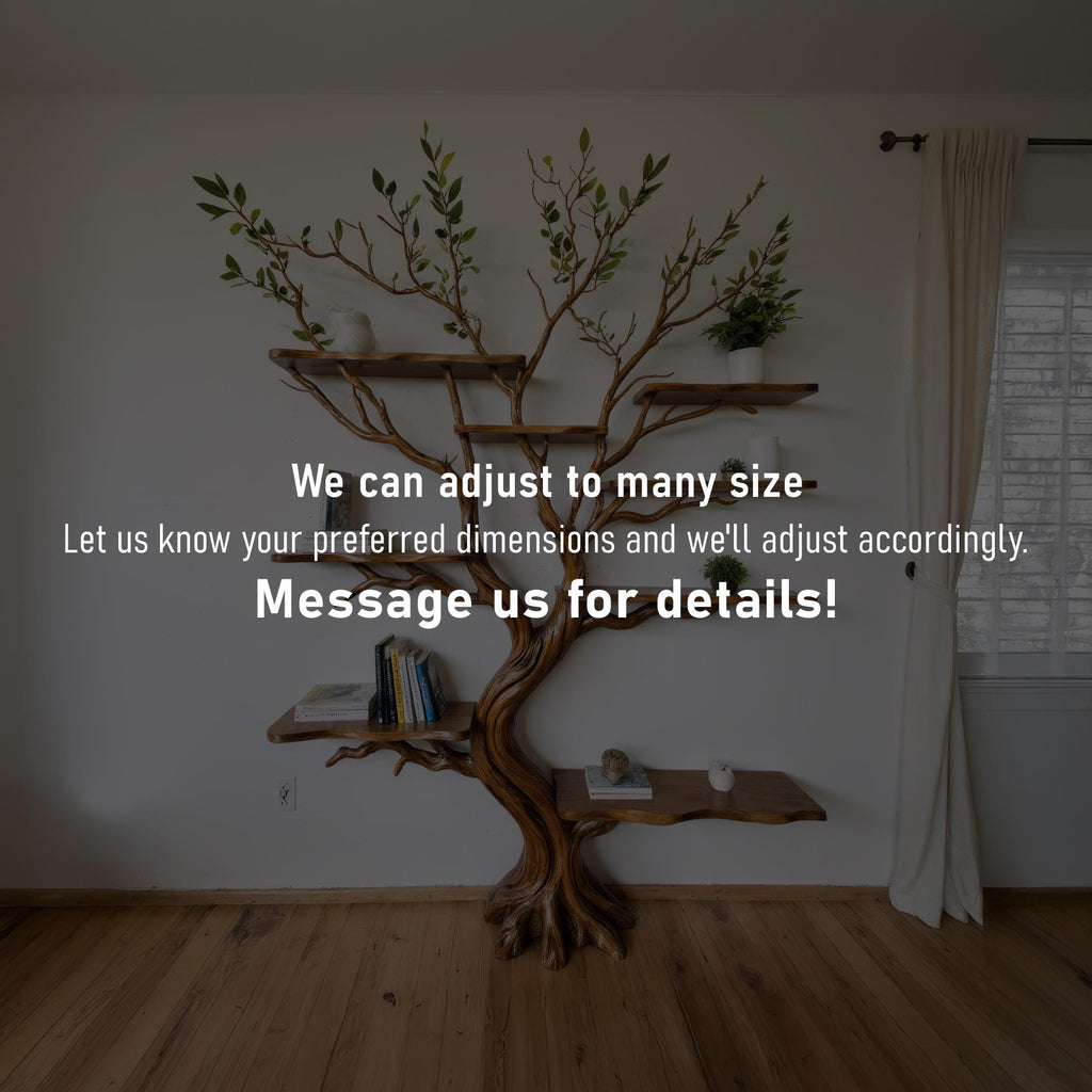 Tree bookshelf driftwood branch shelf on wall mount art solid wood bookcase unique bookshelves decor for living room