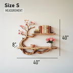 Handcrafted driftwood shelf natural tree bookshelf wall mount solid wood bookcase for living spaces decor
