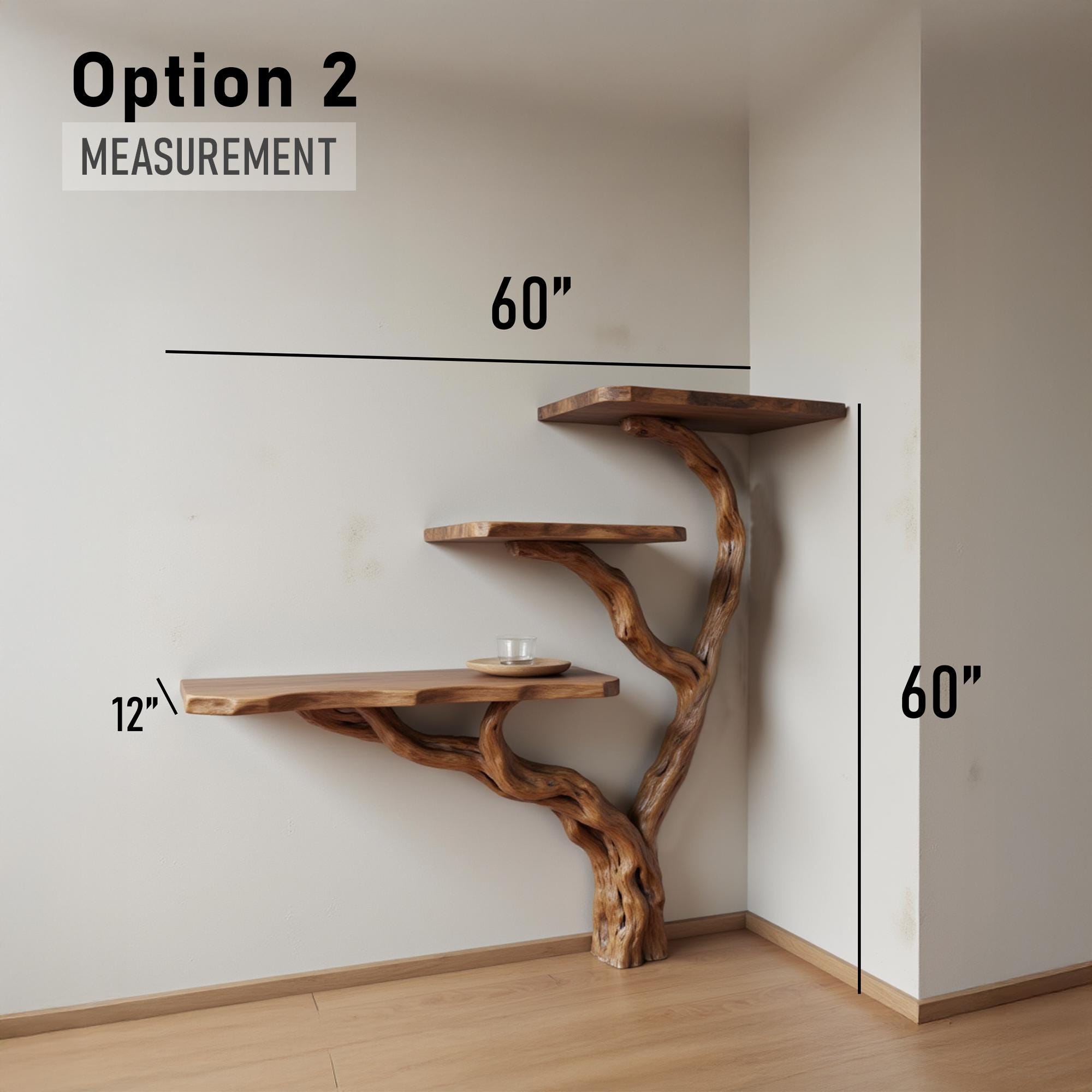 Driftwood console table tree branch shelf handmade rustic solid wood desk unique floating shelf entryway