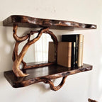 Driftwood floating bookshelf solid wood walnut bookcase on wall book shelf decor entryway