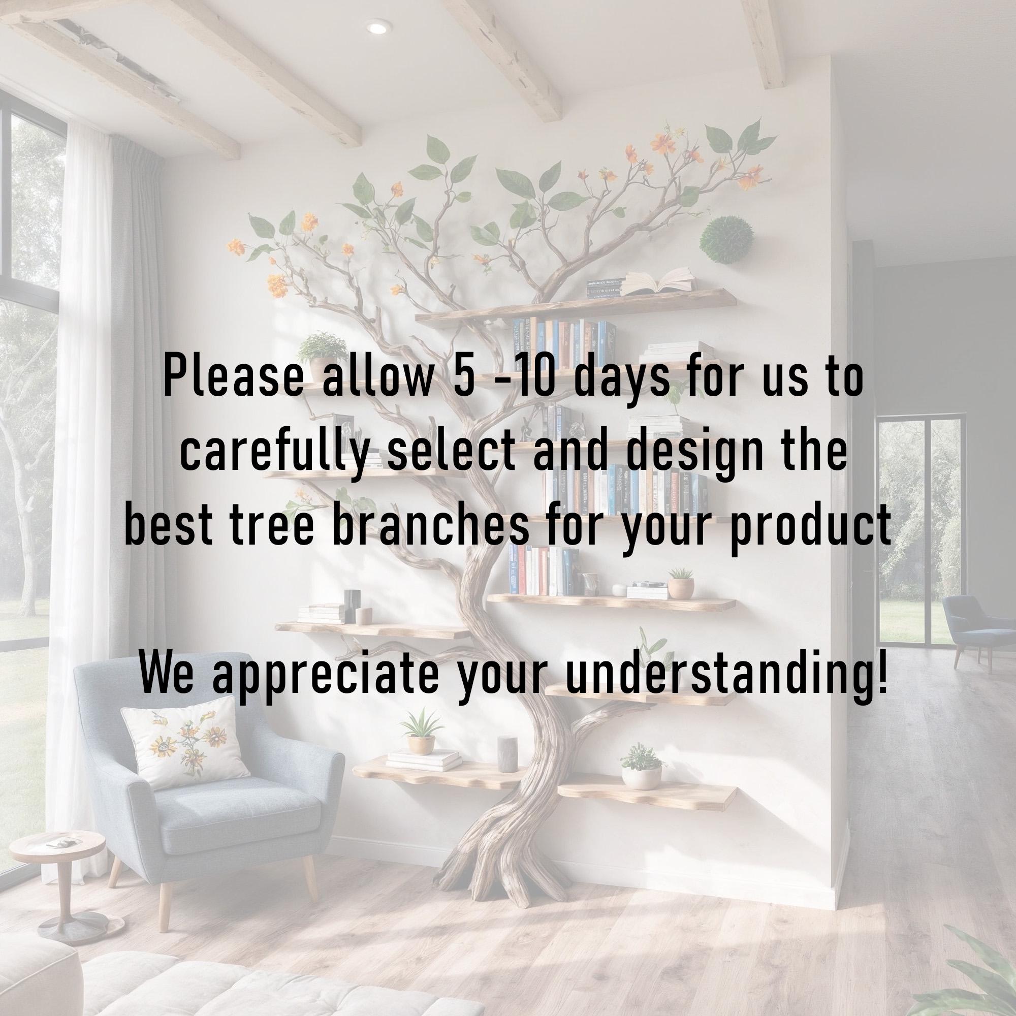 Tree branch book shelf floor bookcase solid wood driftwood shelving wall mounted shelves wood carving art