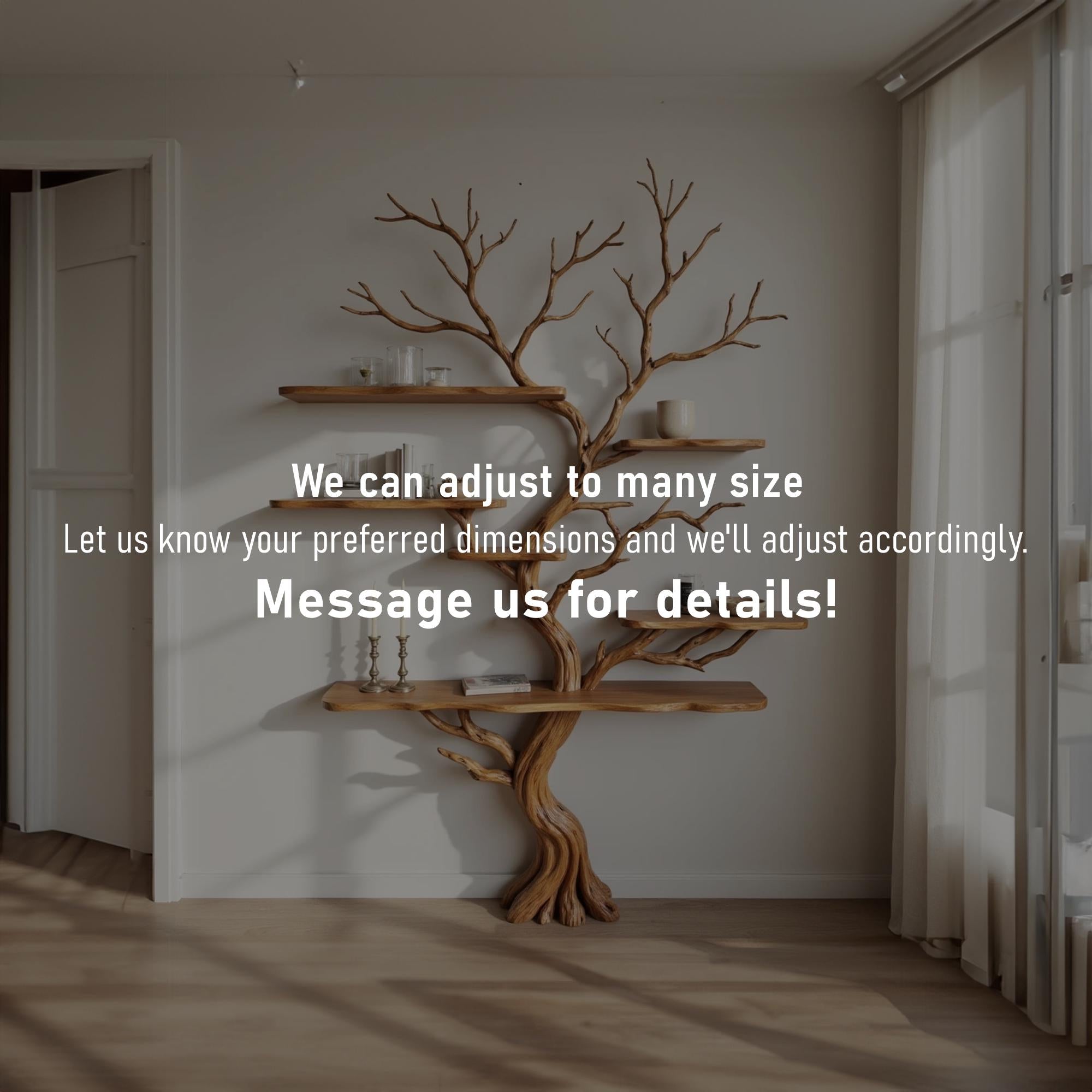 Tree branch bookshelf art decor driftwood shelf wall mounted solid wood bookcase