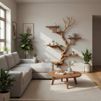 Driftwood branch floating book shelf wall mount solid wood bookcase tree branch wall art