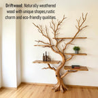 Tree branch book shelf floating shelves on wall standing bookcase solid wood sculpture art