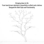 Tree bookshelf art driftwood shelf wall mounted bookcase solid wood bookshelves decor for living room